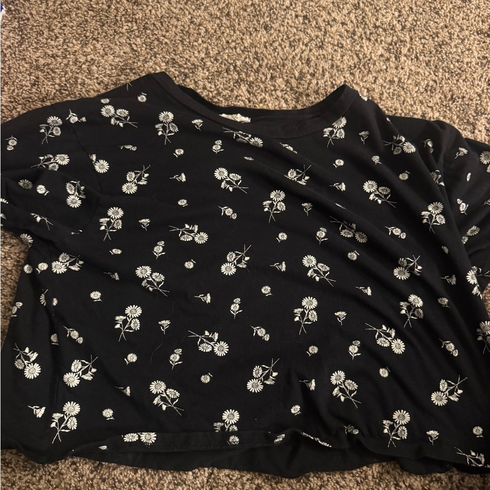 Floral Black Crop Top